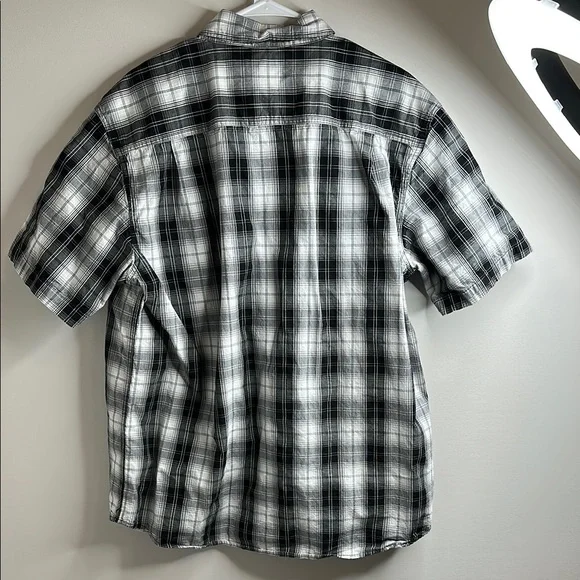 Carhartt Men's Gray and Black Plaid Button Down Shirt - Picture 5 of 5